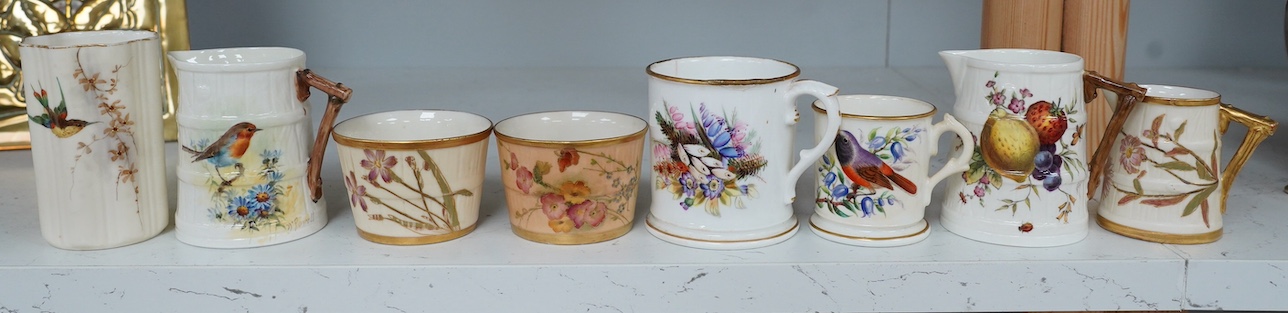 A group of Royal Worcester to include three jugs, two mugs, and two pots, etc. (8). Condition - some damage